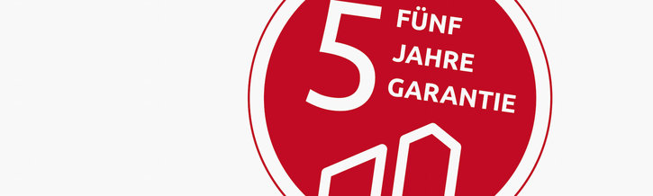 Rotes, kreisförmiges Marantec-Logo mit der Aufschrift "5 Jahre Garantie"